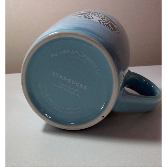 Starbucks Siren Logo Blue Geometric Heart Pattern 10 oz. Mug Coffee Cup 2021 EUC - Picture 2 of 5